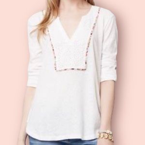 Anthropologie Meadow Rue Eyelet Trim Top